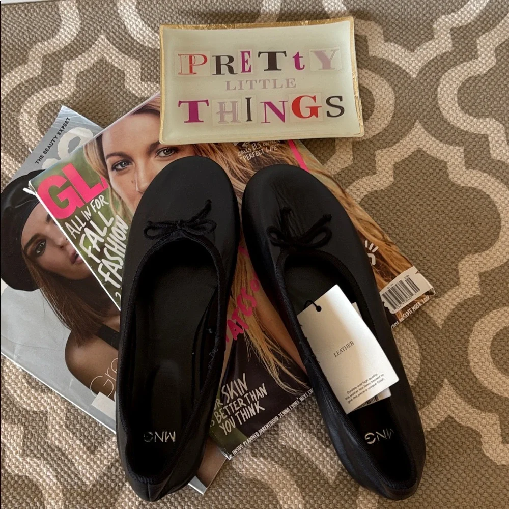 MNG Mango black leather ballet bow flats; NWT; size Euro 38 US 7.5 - Picture 6 of 9